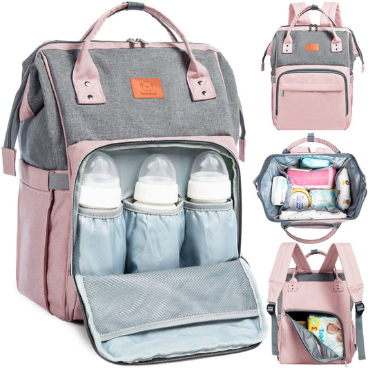 Original Diaper Bag Backpack, Baby Bags with Changing Pad: Pink Gray