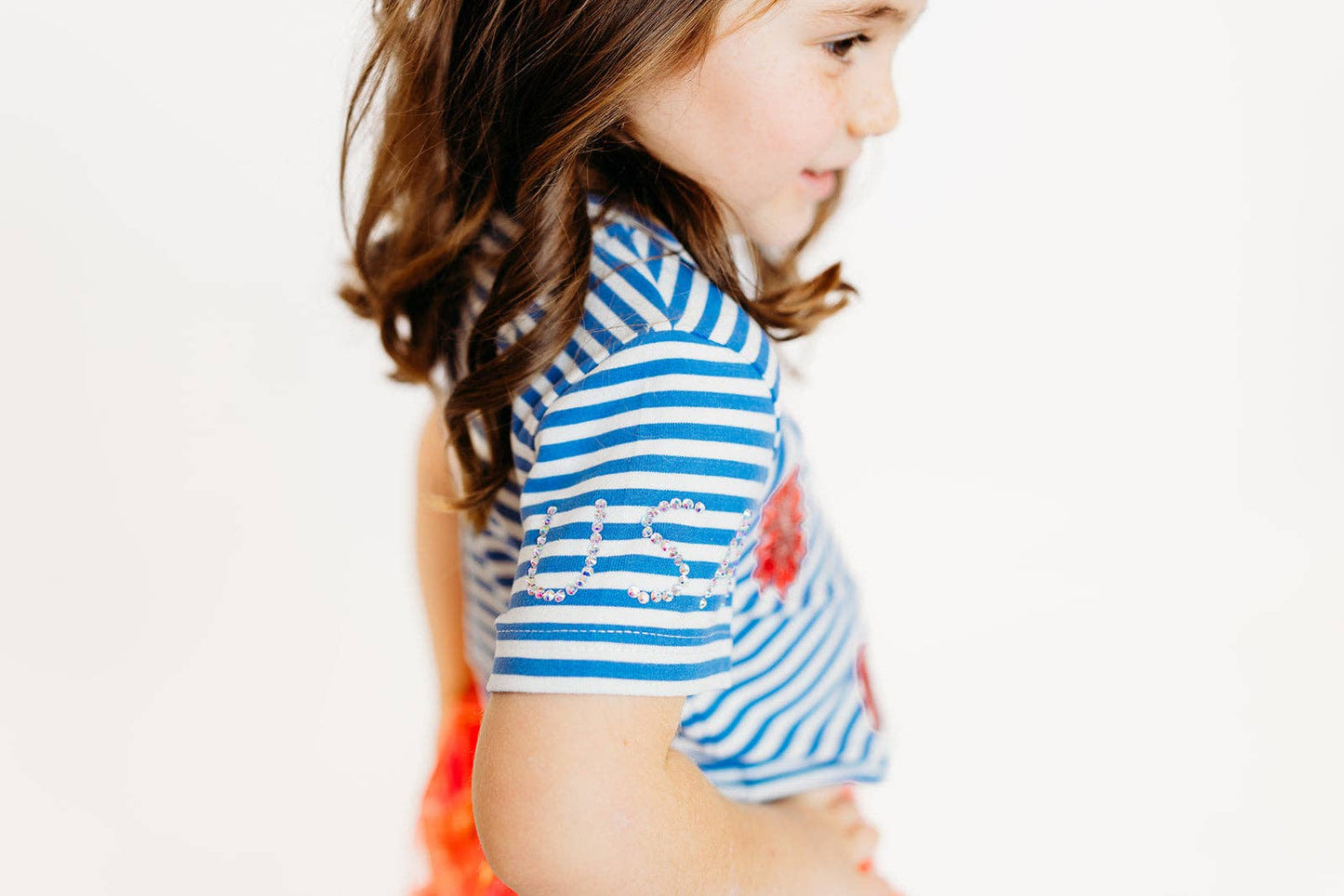 Striped Australian Terry Cotton Fourth of July Patch Top