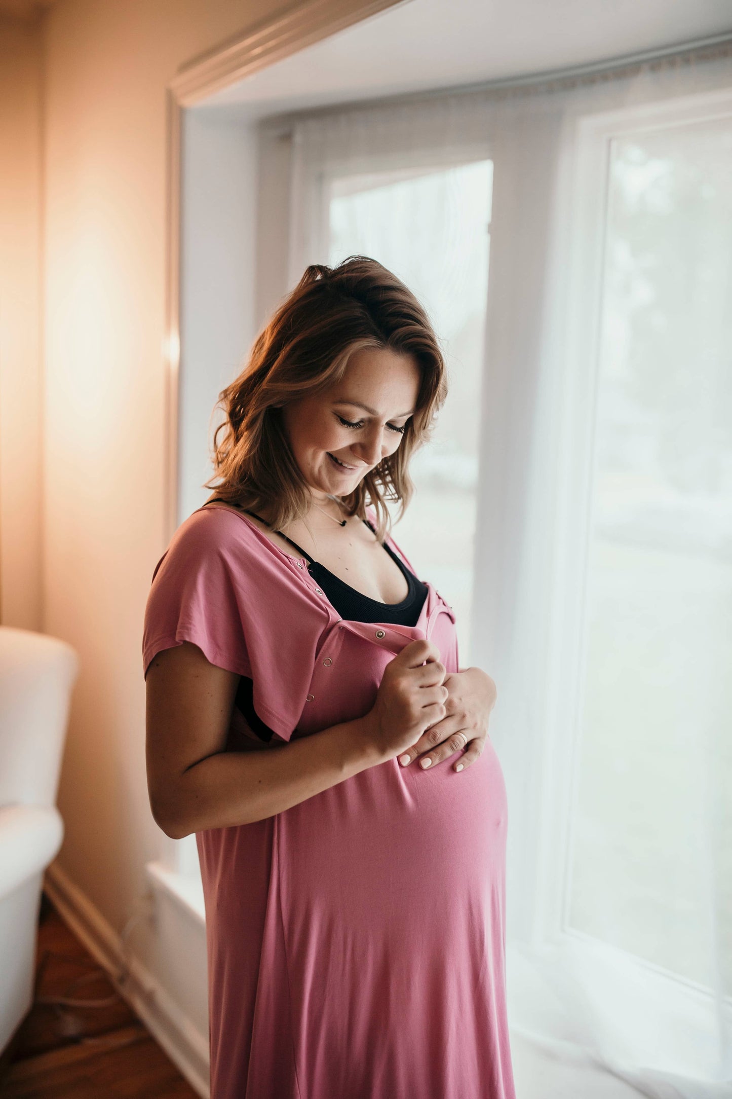 Rose Maternity Mommy Labor and Delivery/ Nursing Gown