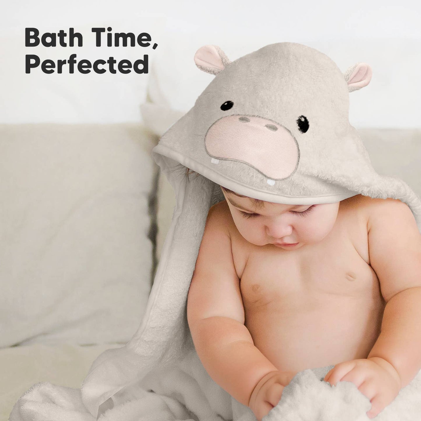 KeaBabies Cuddle Baby Hooded Towel: Hippo