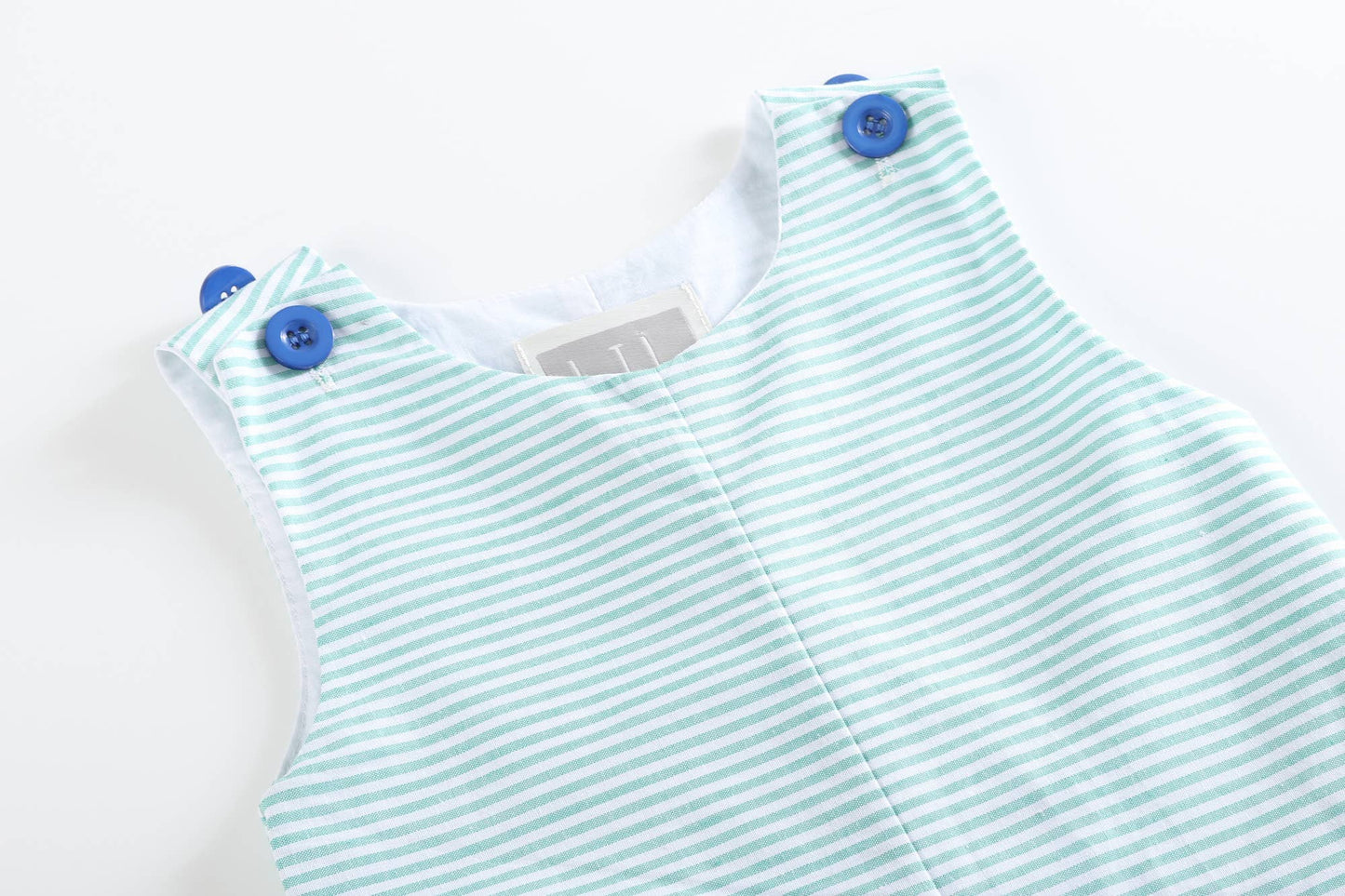 Aqua Striped Alligator Applique Shortalls