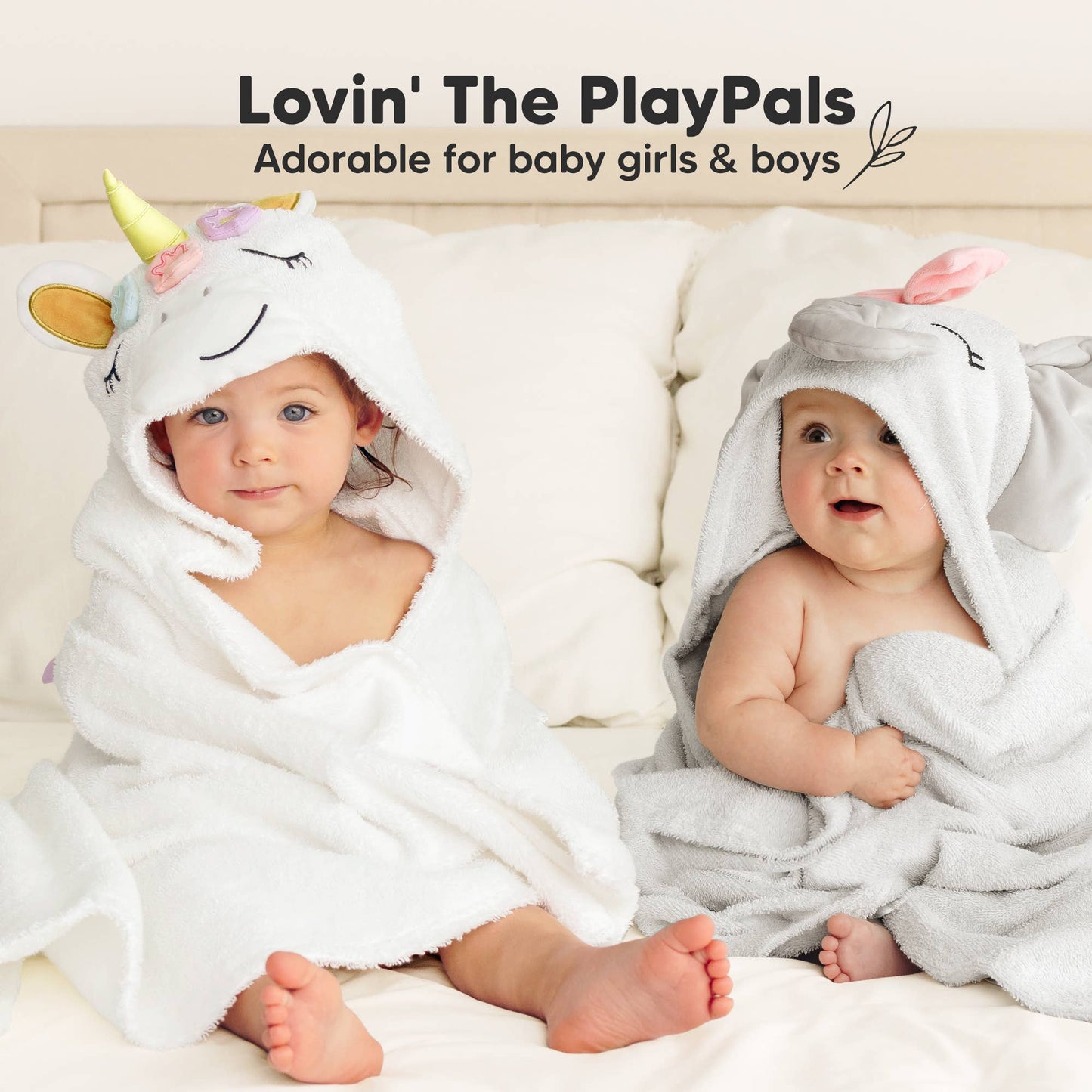 Playpals Hooded Baby Bath Towels for Newborn: Ella