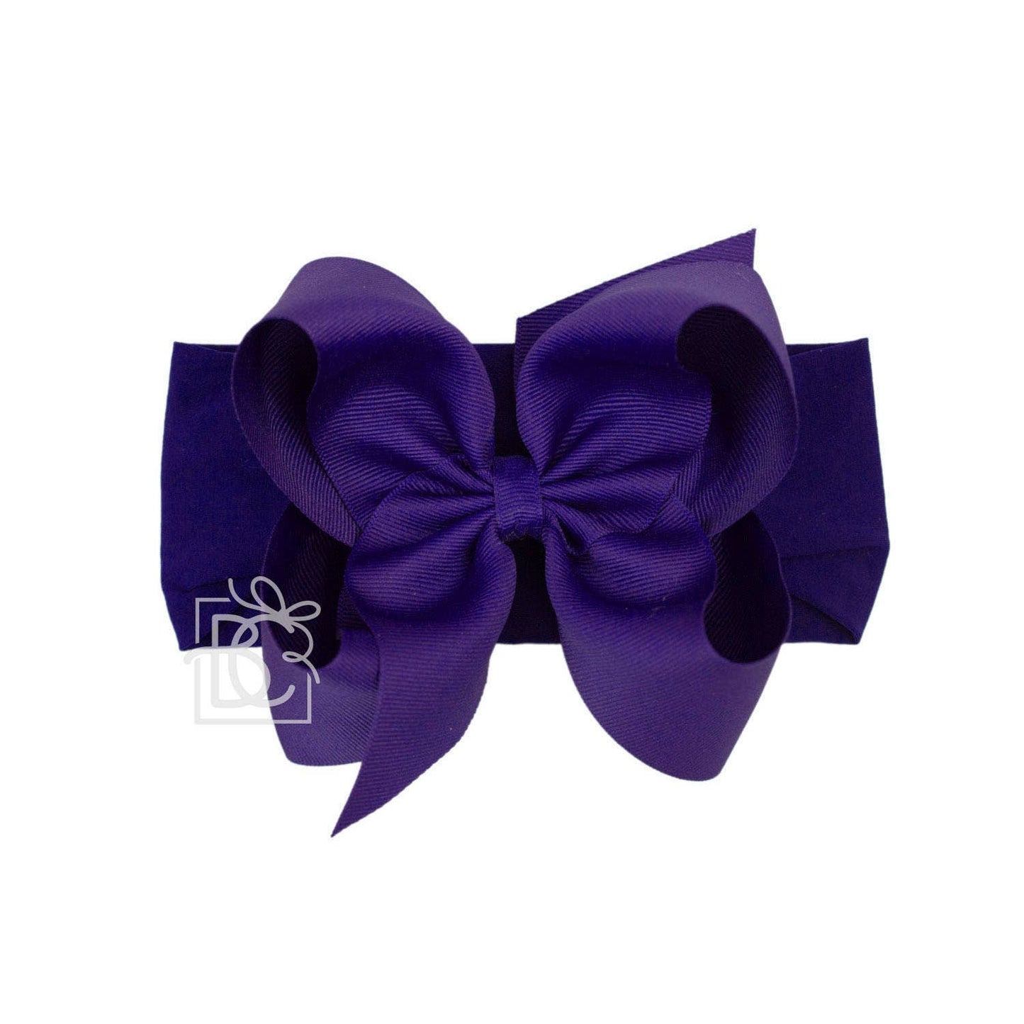 WIDE PANTYHOSE HEADBAND W/CLASSIC GROSGRAIN BOW: PURPLE / 3+ Months / 5.5" Huge