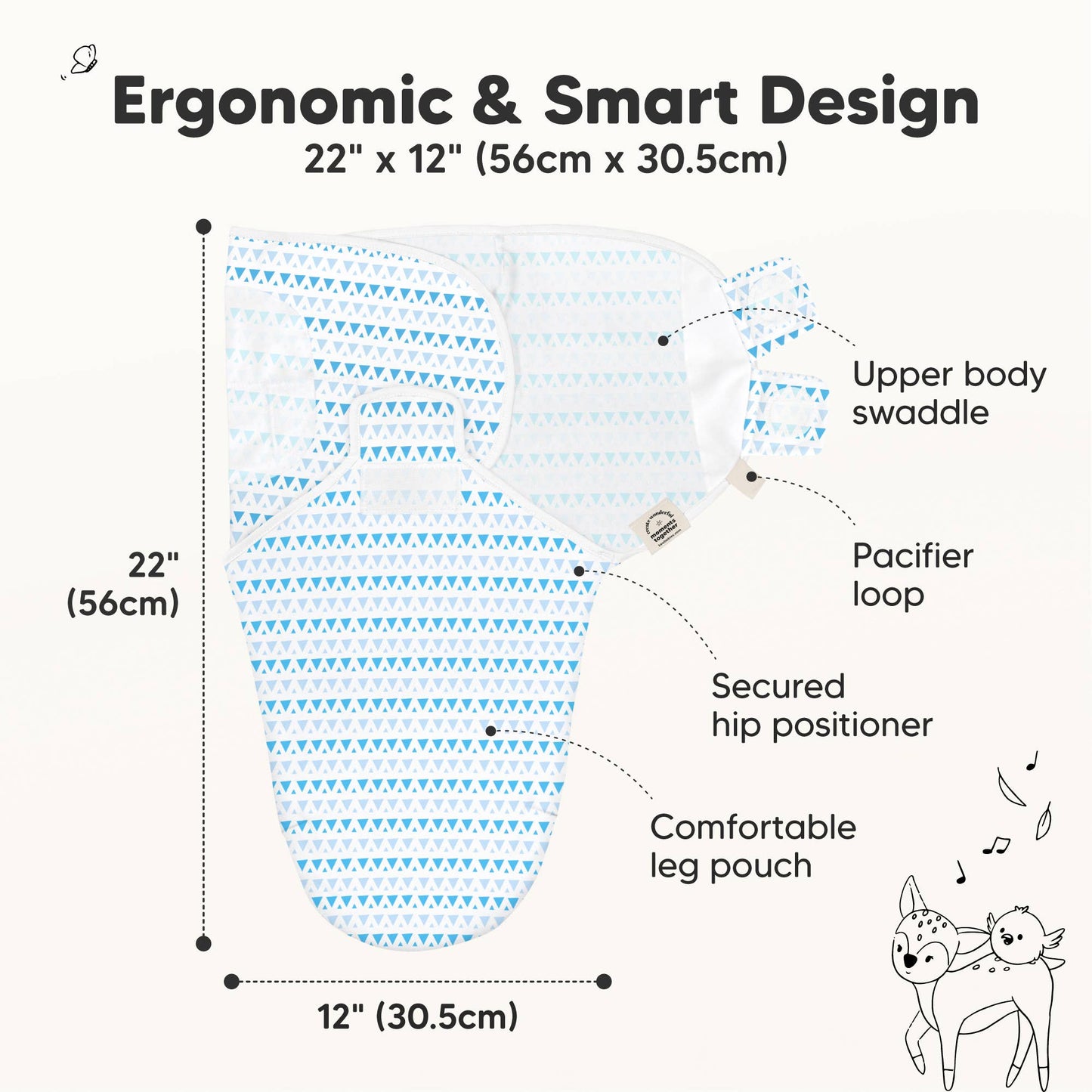 3pk Soothe Baby Swaddles 0-3 Months, Sleep Sack for Newborns: Storm / OS 0-3M