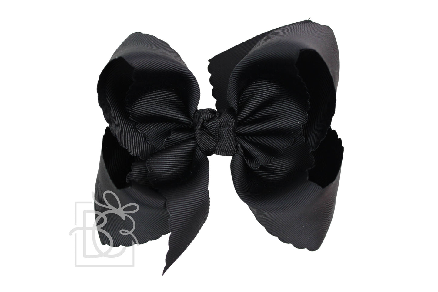 SCALLOPED EDGE BOW: Black / 5.5" Extra Large - 2.25" Ribbon on Alligator Clip