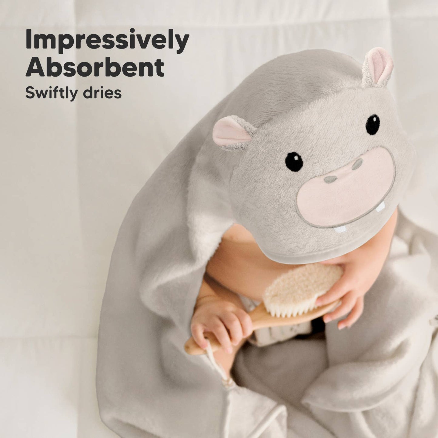 KeaBabies Cuddle Baby Hooded Towel: Hippo