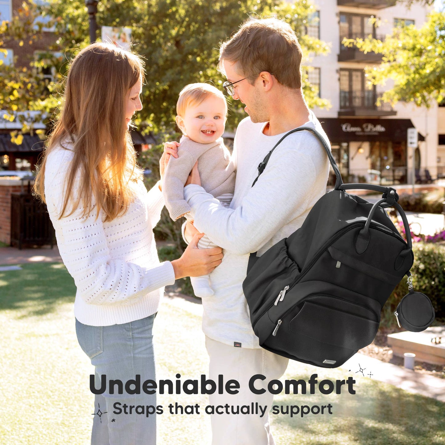 Play Diaper Bag Backpack, Baby Bag with Changing Pad: Trendy Black / Jumbo