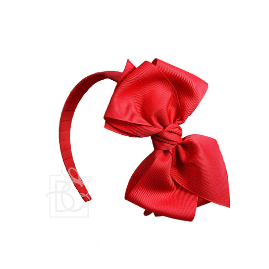 3/4" HARD HDBD W/ 6" GROSGRAIN BOW W/ EURO KNOT: Red