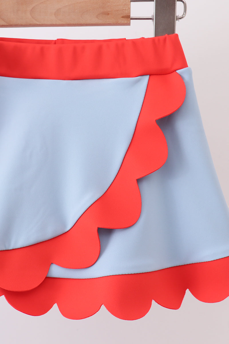 Blue Scalloped Active Skort Set