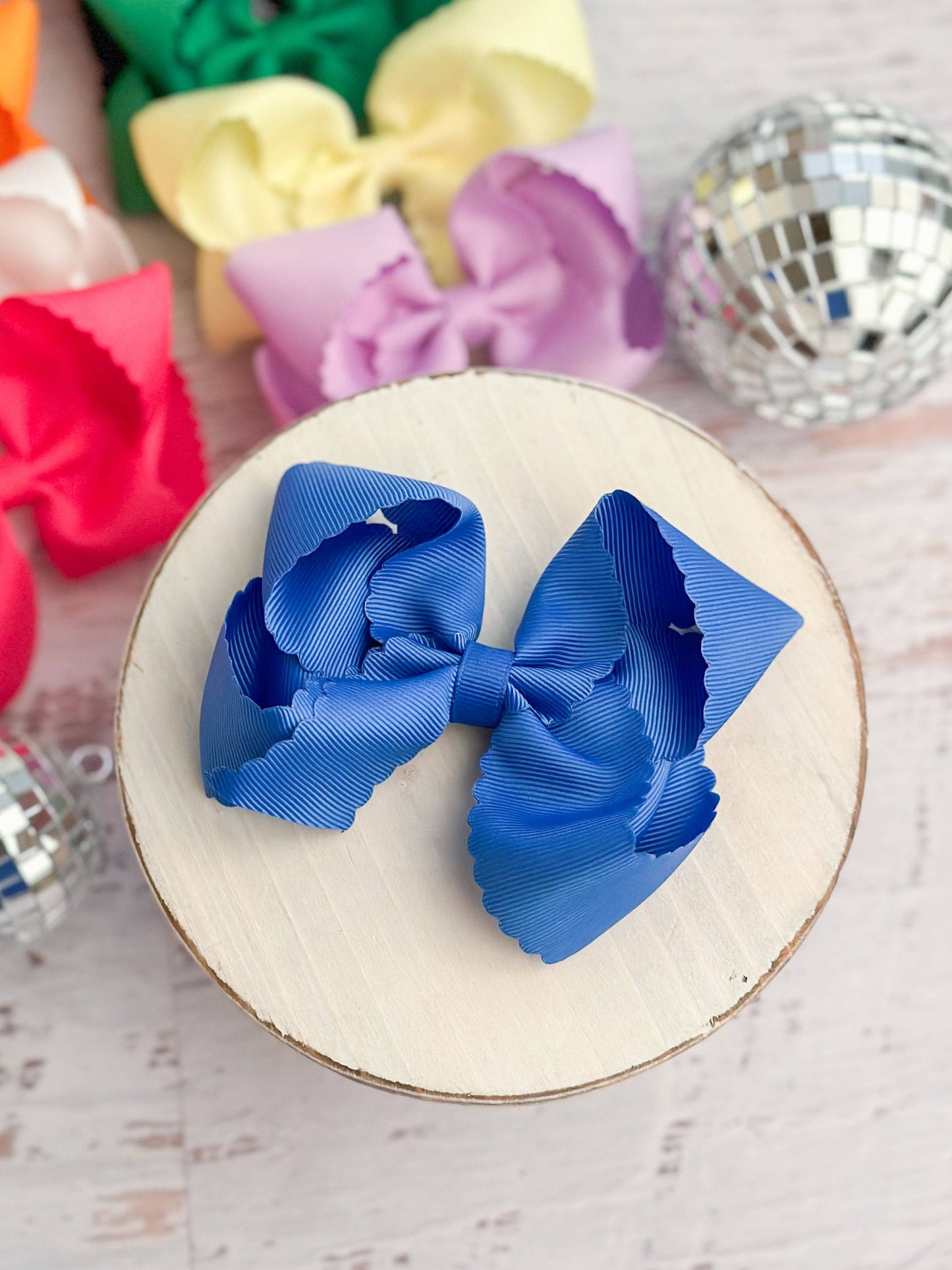 Classic Scalloped Bows - Alligator Clip - 4.5": Purple