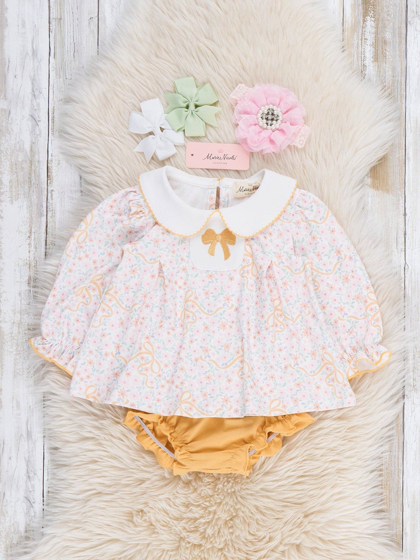 Meadow Bow Florals Collar Bloomer Outfit