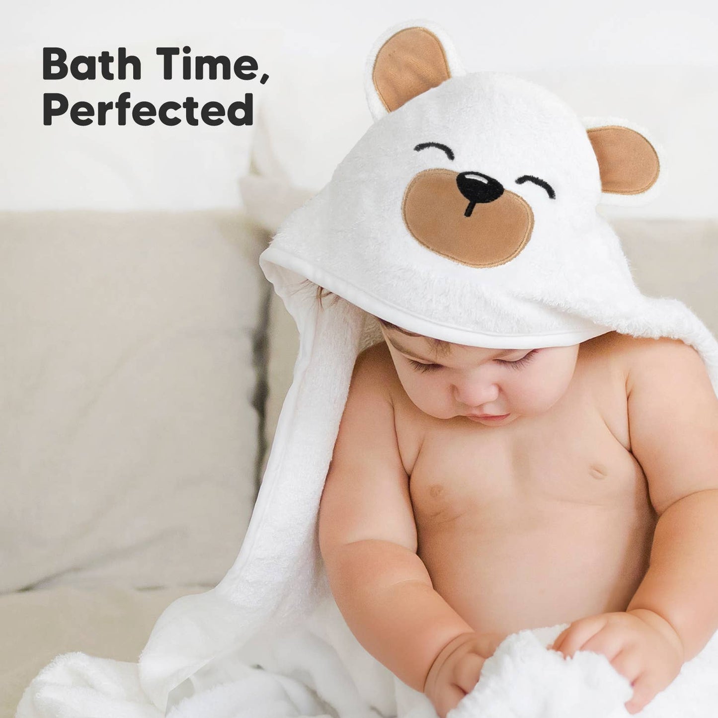 KeaBabies Cuddle Baby Hooded Towel: Grizzly / Regular