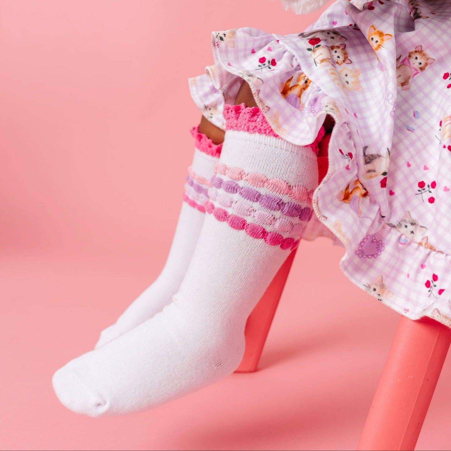 Darling Bubble Stripe Knee High Socks: 6-18 MONTHS