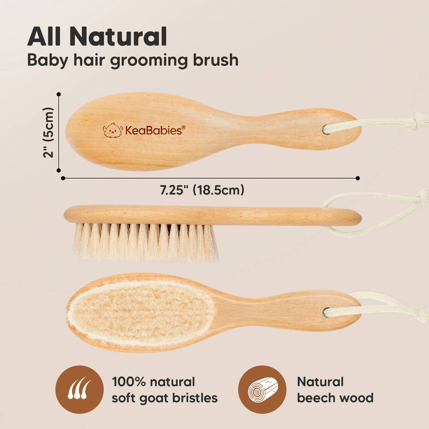 KeaBabies Baby Hair Brush: Walnut