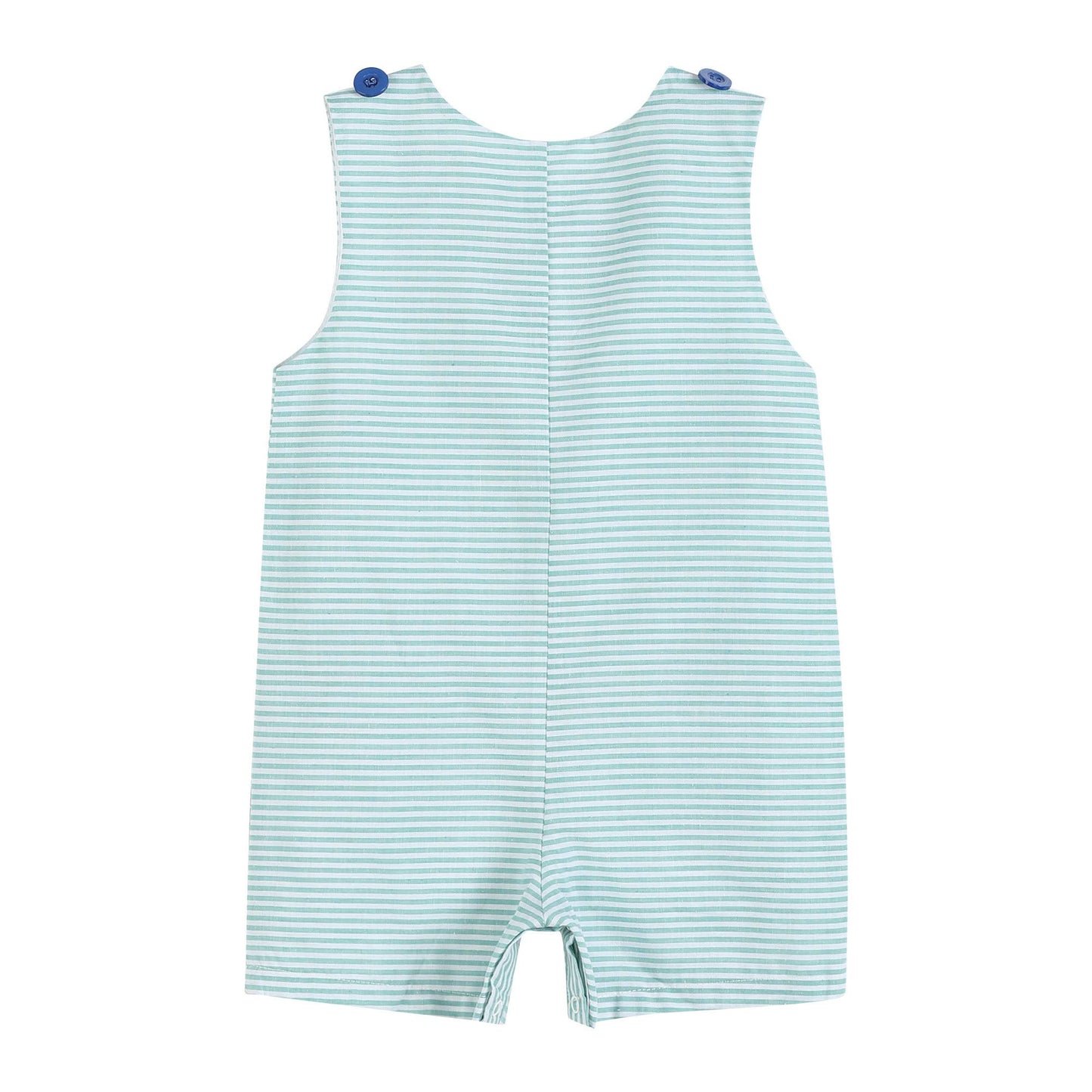 Aqua Striped Alligator Applique Shortalls