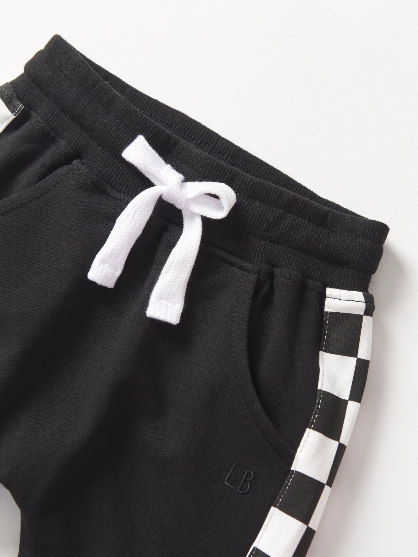 Side Checkered Jogger - Black