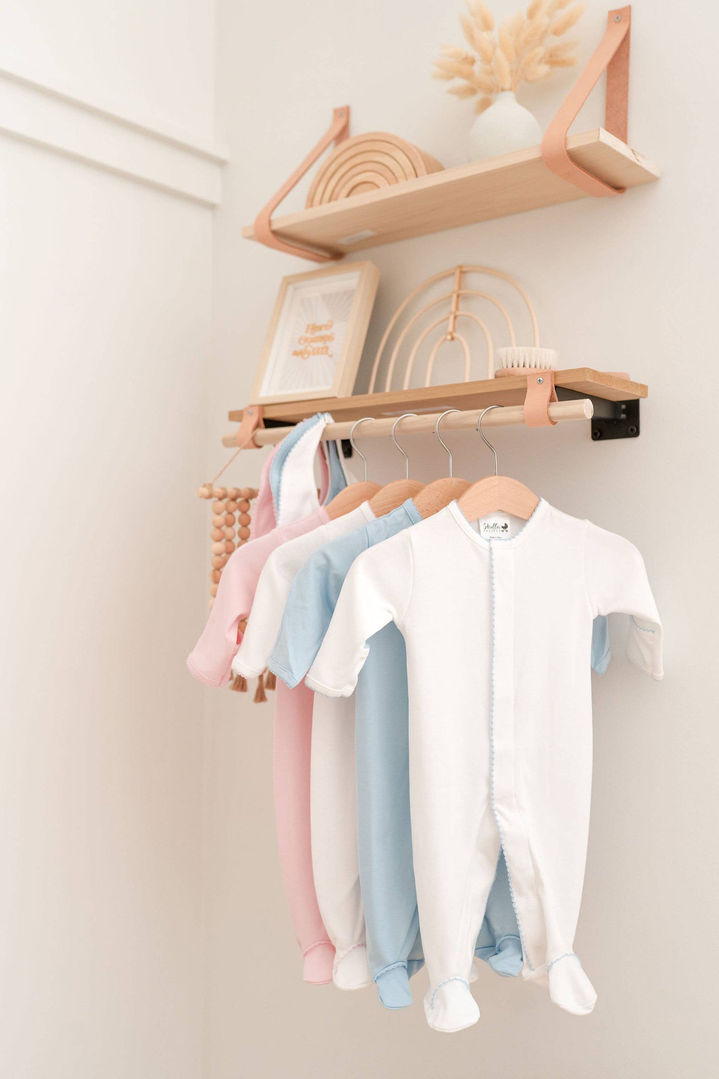 Pima Cotton Footie - Pastel Embroidery blanks - Baby Blanks: White w Baby Blue Picot Trim