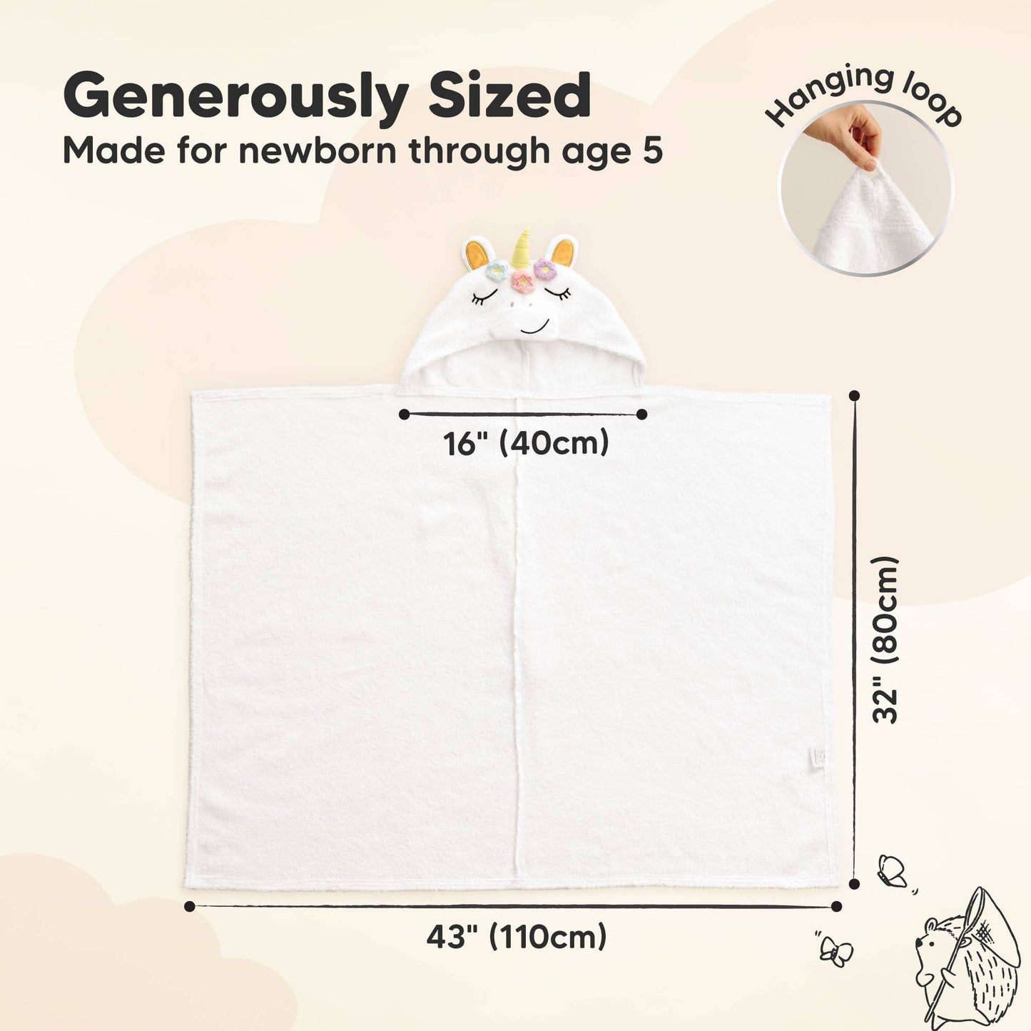 Playpals Hooded Baby Bath Towels for Newborn: Uria