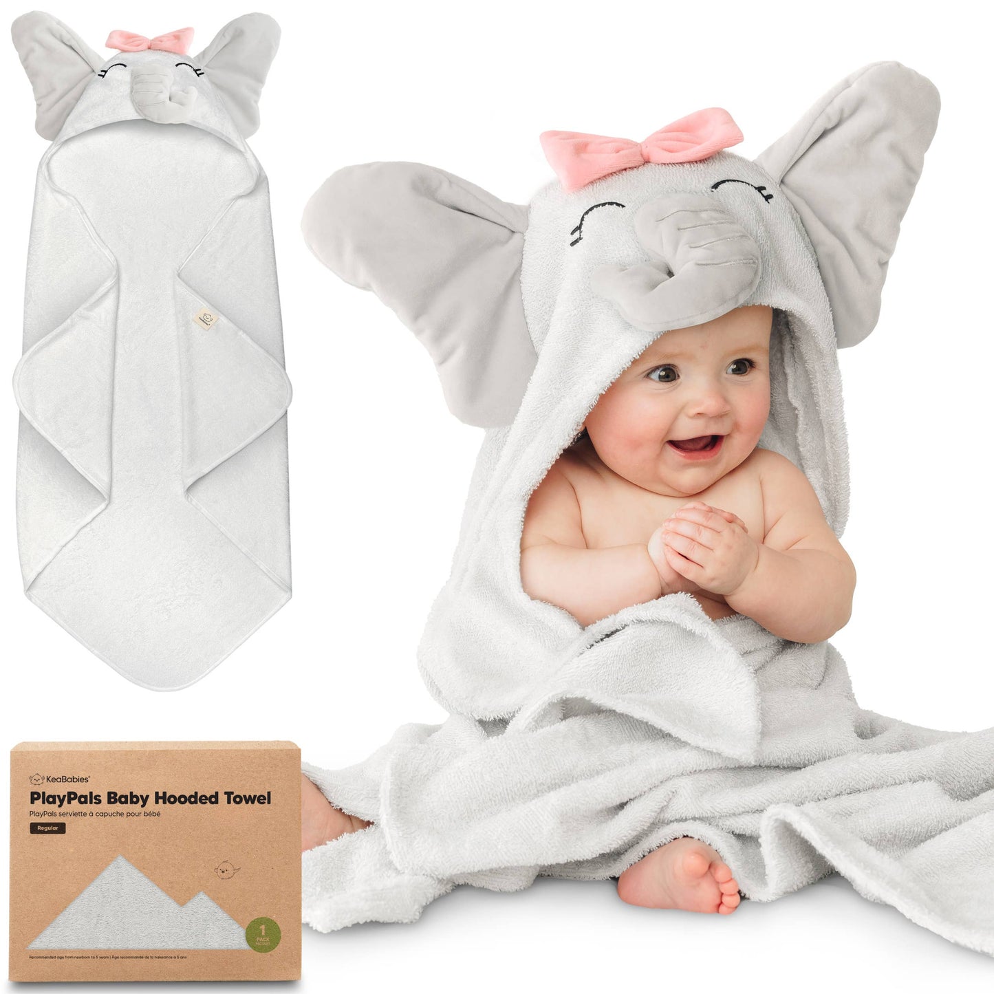 Playpals Hooded Baby Bath Towels for Newborn: Ella