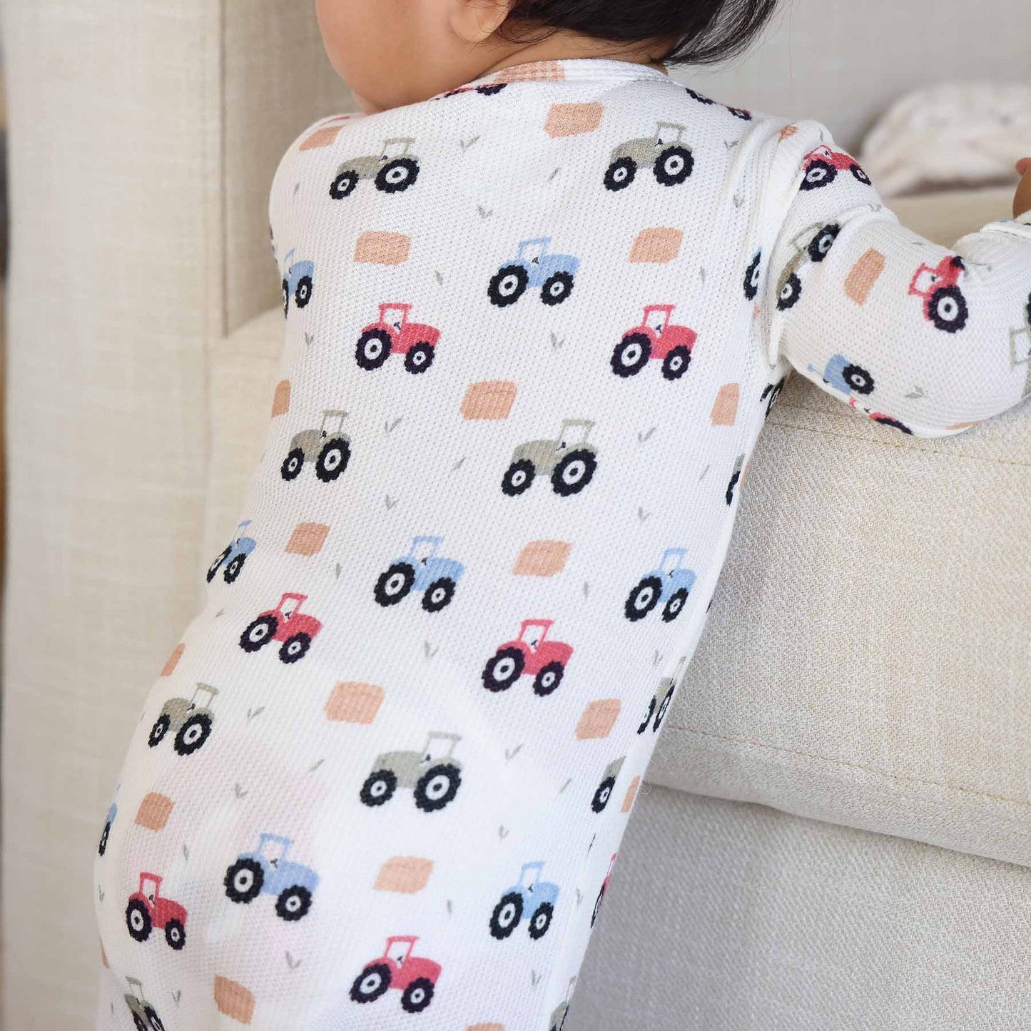 Little Farmer Bamboo Waffle Zipper Footie: Newborn