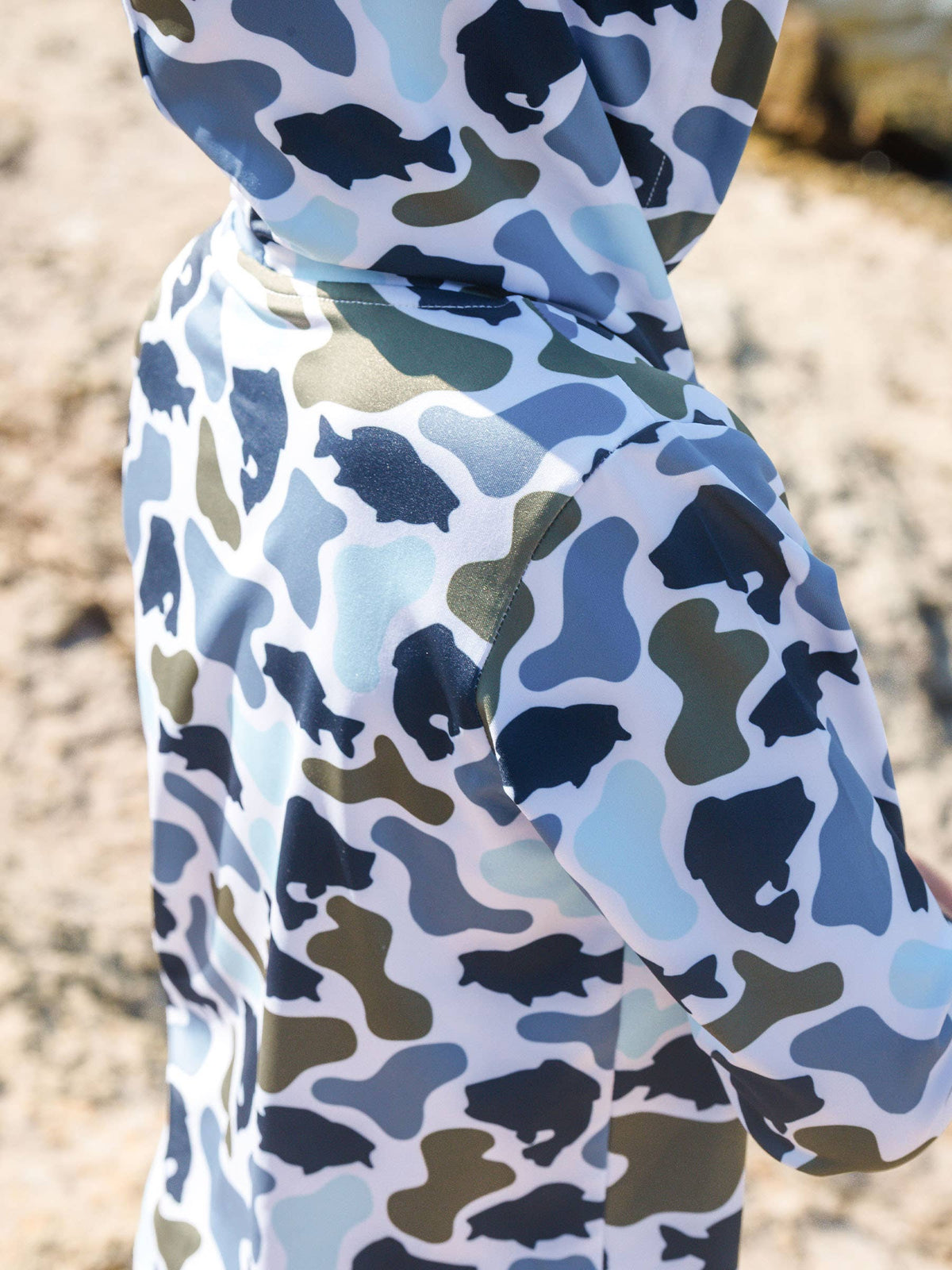 Boys Fish Camo Catch Performance Hooded Shirt