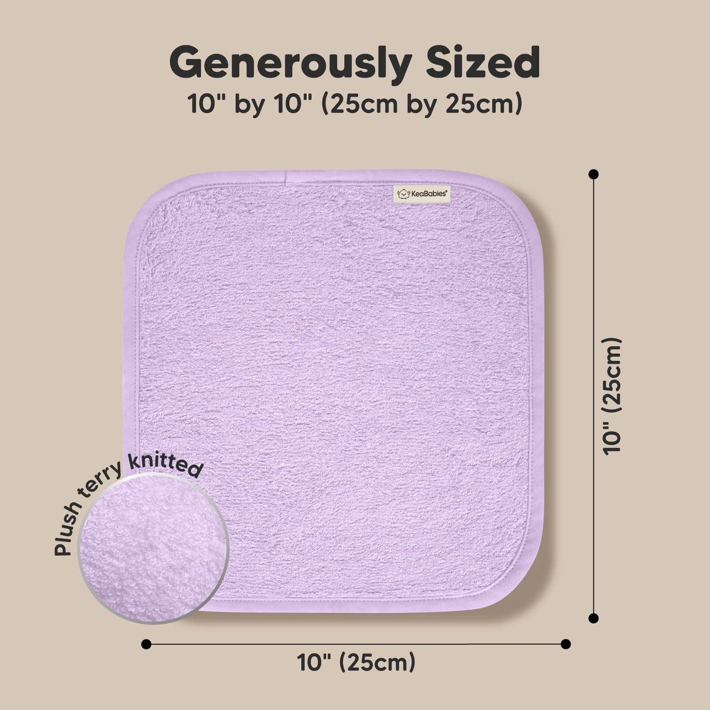 6-Pack Baby Wash Cloths: Soft Lilac