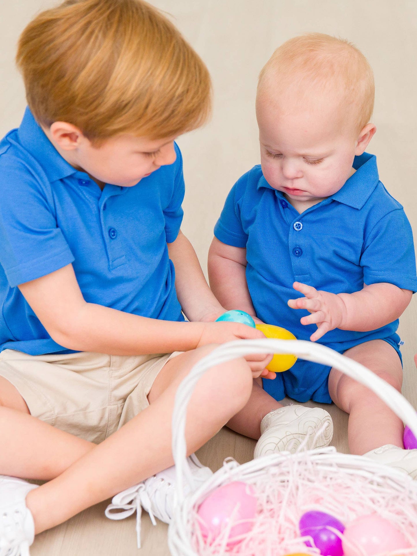 Baby Boys Sonic Blue Pique Polo Romper
