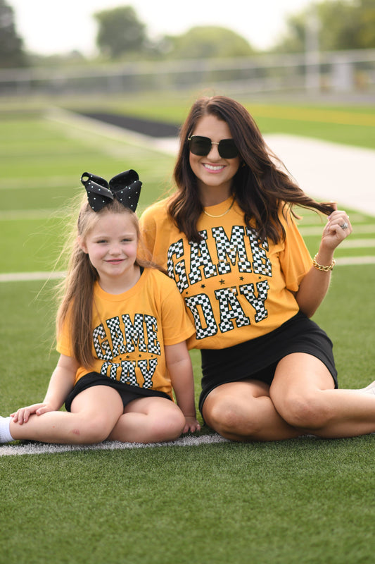 Gold Checkered Game Day Tee