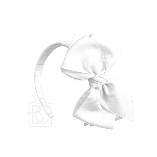 3/4" HARD HDBD W/ 6" GROSGRAIN BOW W/ EURO KNOT: White