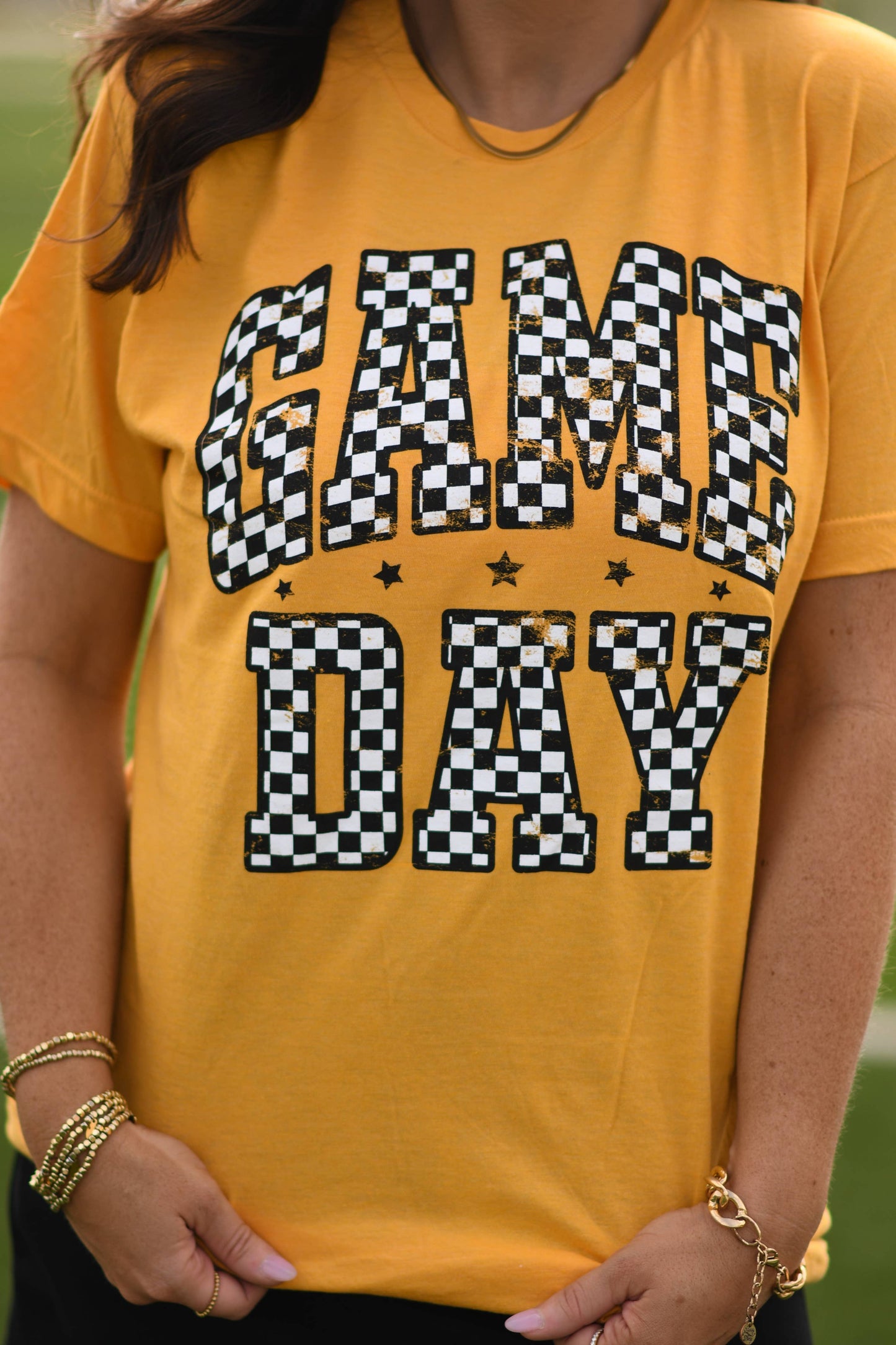 Gold Checkered Game Day Tee