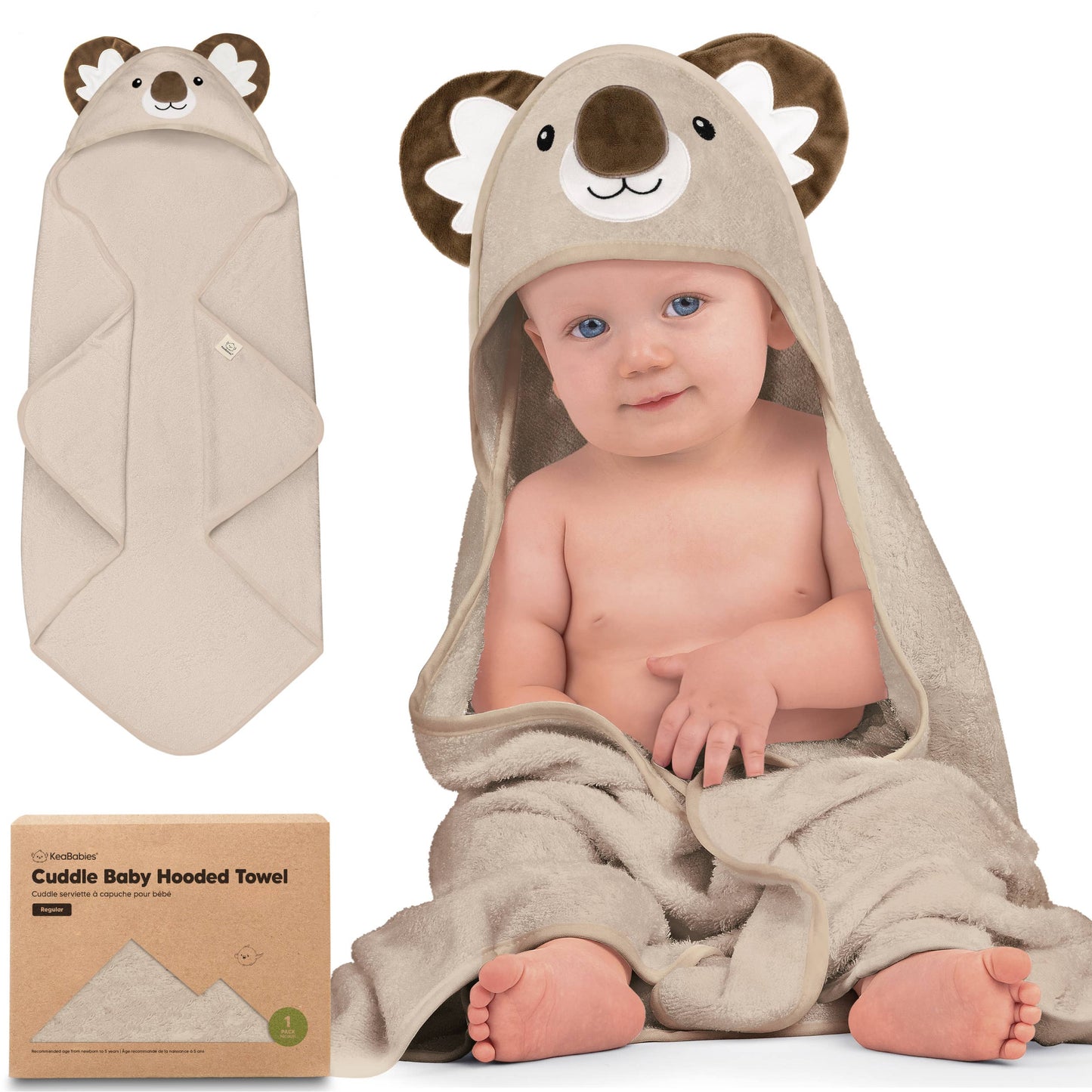KeaBabies Cuddle Baby Hooded Towel: Koala