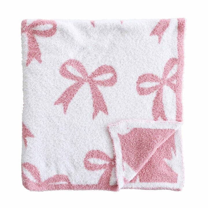 CuddleLane™ Luxe Blankets | Bows: Baby Blanket (40" x 30") / Light Pink Bows
