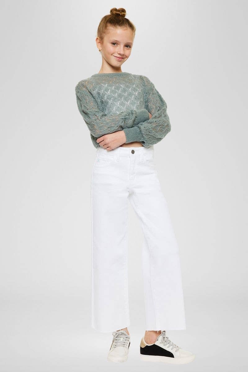 YOUTH OPEN PACK HIGH RISE CROP WIDE LEG JEANS