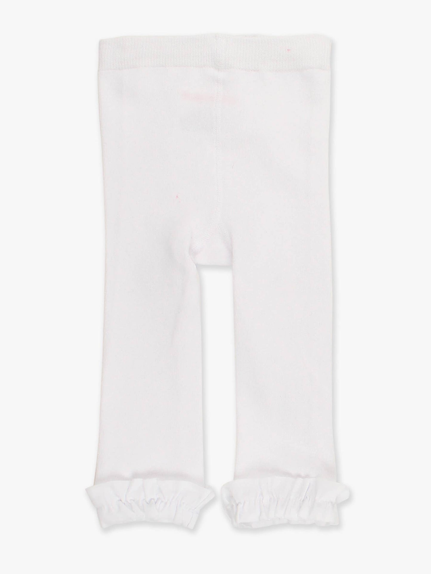 Girls White Footless Ruffle Tights