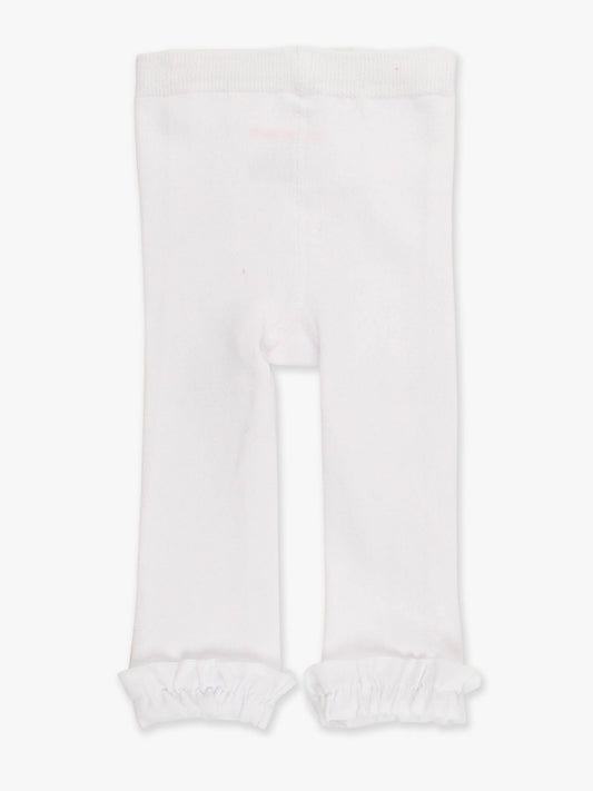 Girls White Footless Ruffle Tights