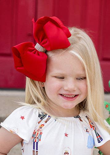 Oversize Rhinestone Hair Bows - French Clip - 5.5": Orange