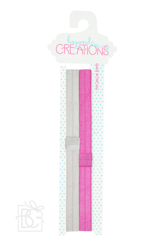 SKINNY ELASTIC HEADBAND PACKS: GREY/HOT PINK / 3-18 Months