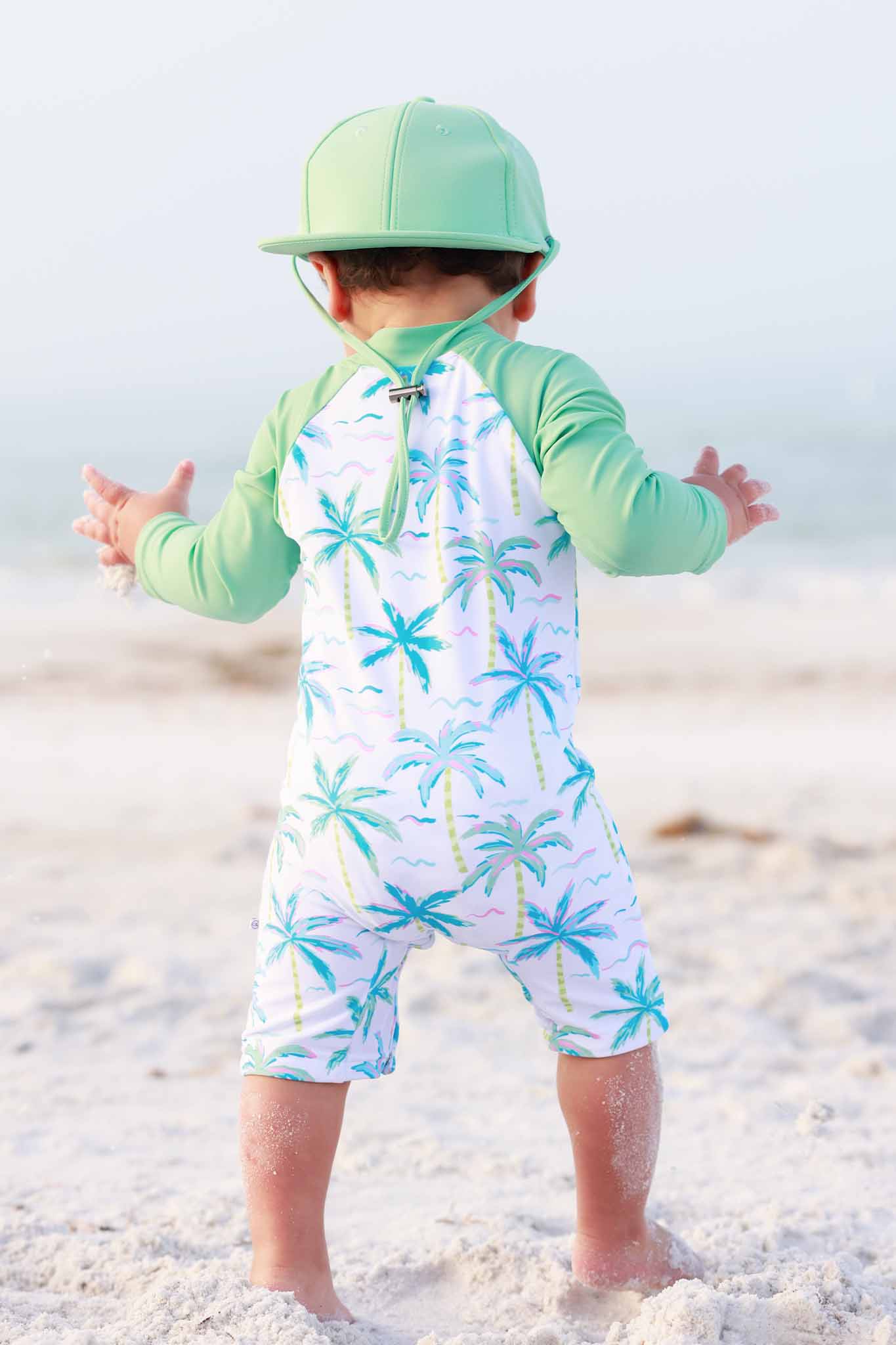 Long Sleeve Rash Guard Swim Romper Shortie | Blue Lagoon