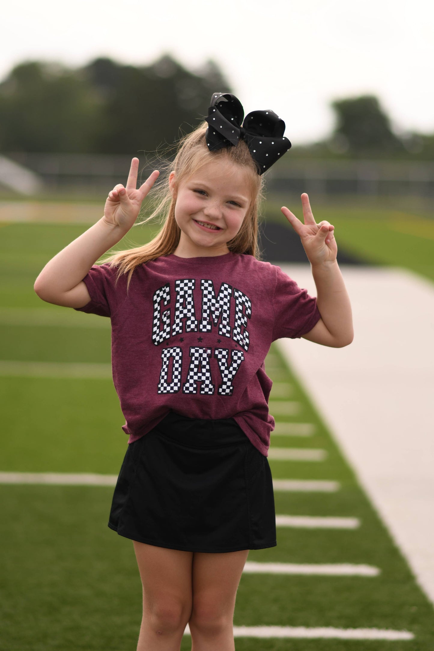 Maroon Checkered Game Day Tee