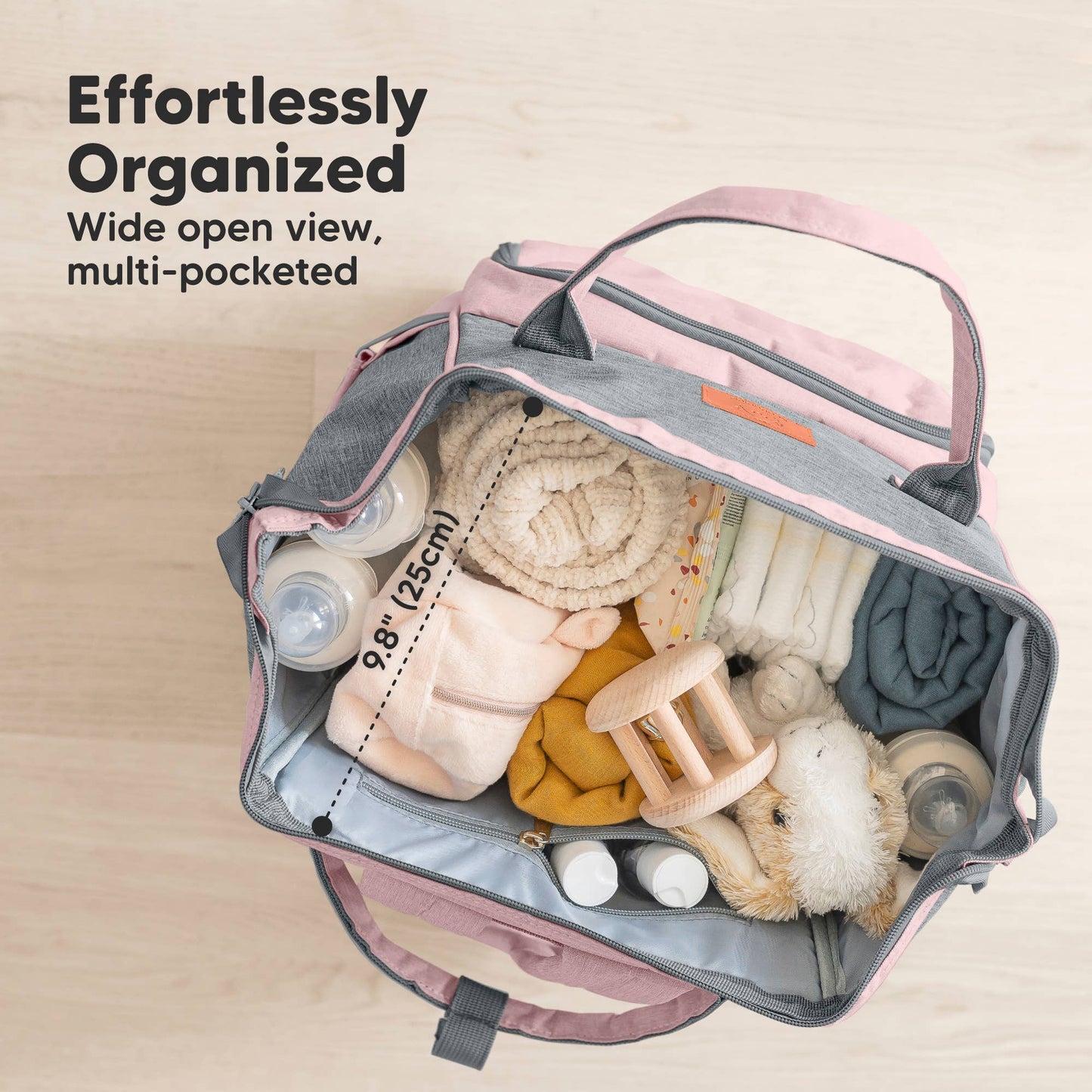 Original Diaper Bag Backpack, Baby Bags with Changing Pad: Pink Gray