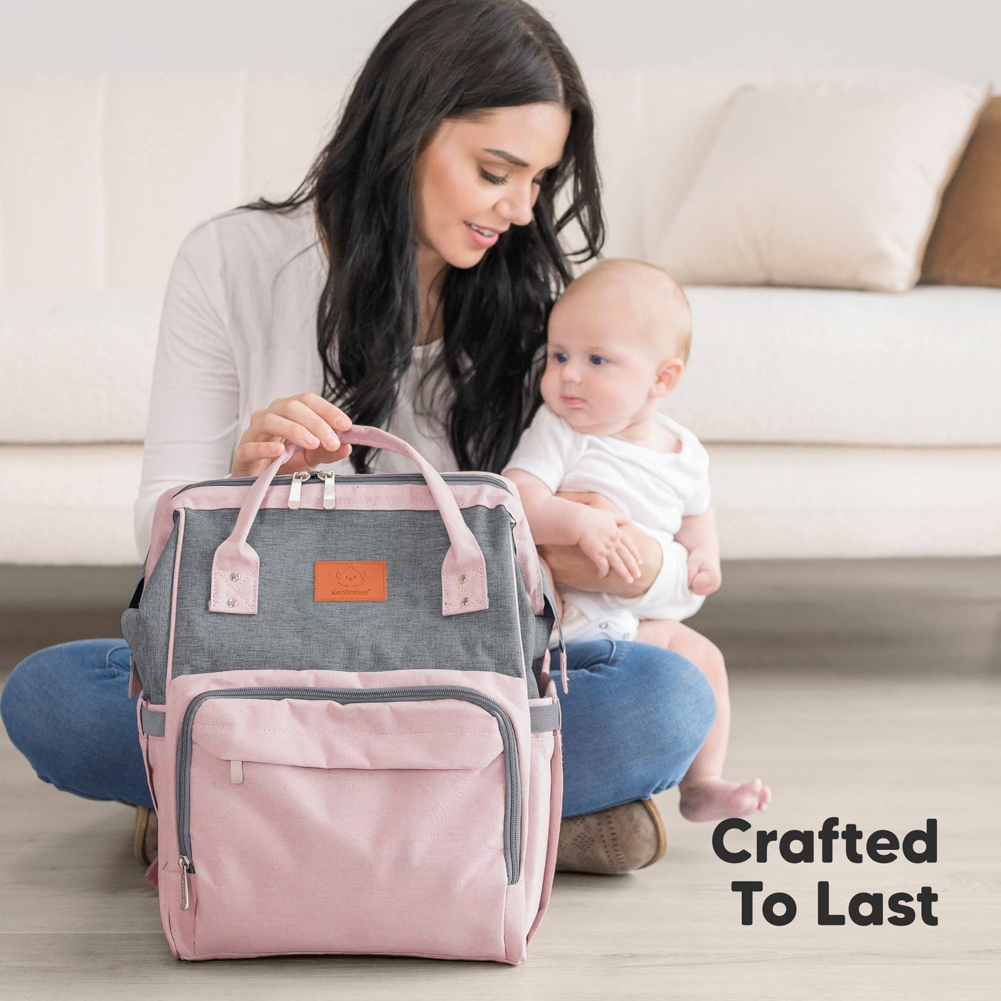 Original Diaper Bag Backpack, Baby Bags with Changing Pad: Pink Gray