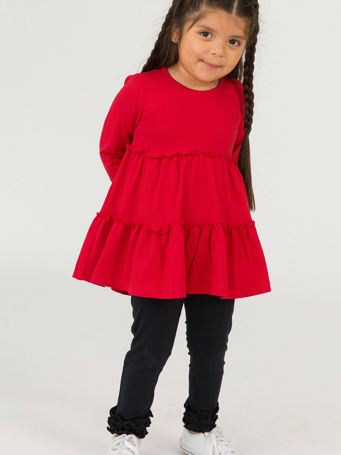 Toddler Girls Black Classic Ruffle Leggings with Signature Rear Ruffles