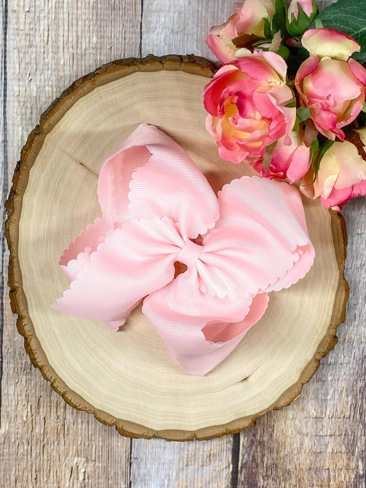 5.5" Oversize Scalloped Hair Bow | Clip or Headband: Orange / Clip
