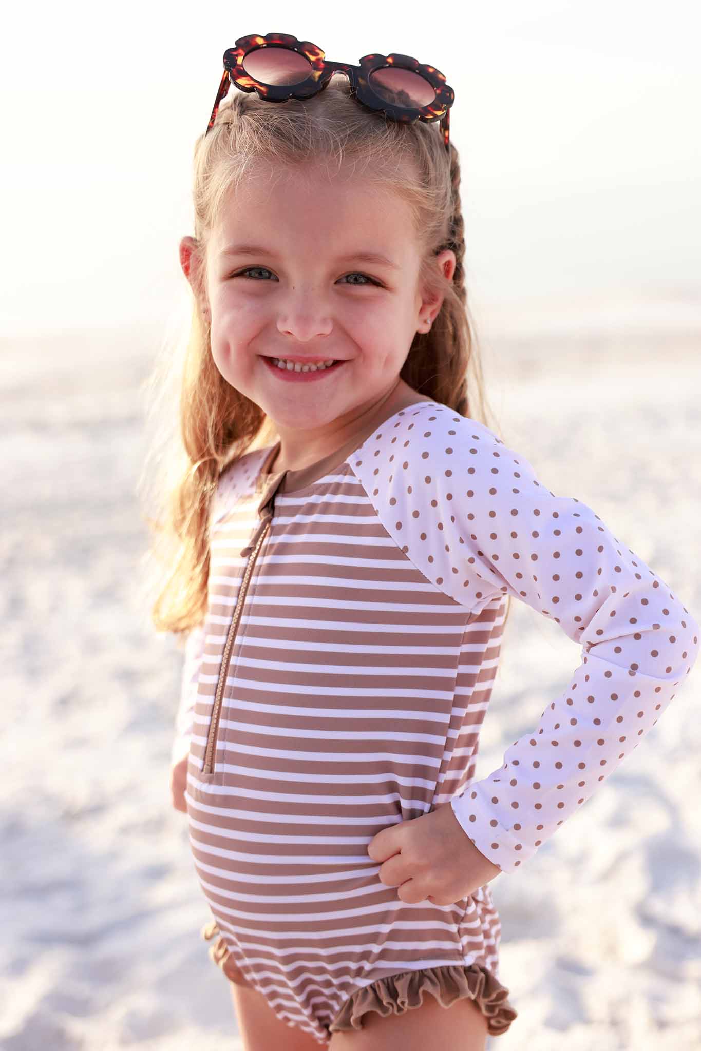 Long Sleeve Rash Guard with Front Zipper | Sandy Stripes