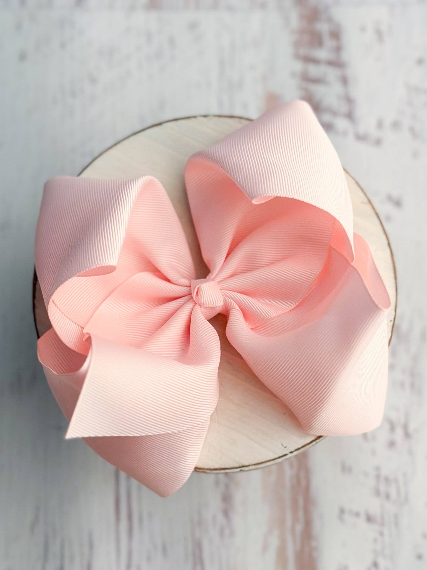 Texas Size Grosgrain Hair Bow - Alligator Clip - 6.5": Light Pink