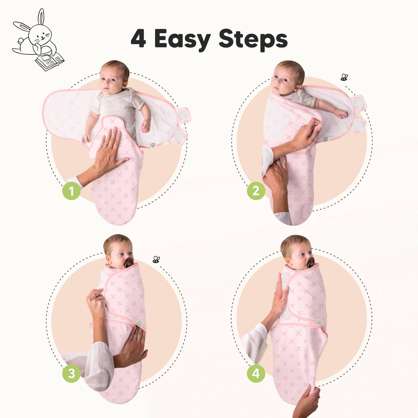 3pk Soothe Baby Swaddles 0-3 Months, Sleep Sack for Newborns: Blossom / OS 0-3M