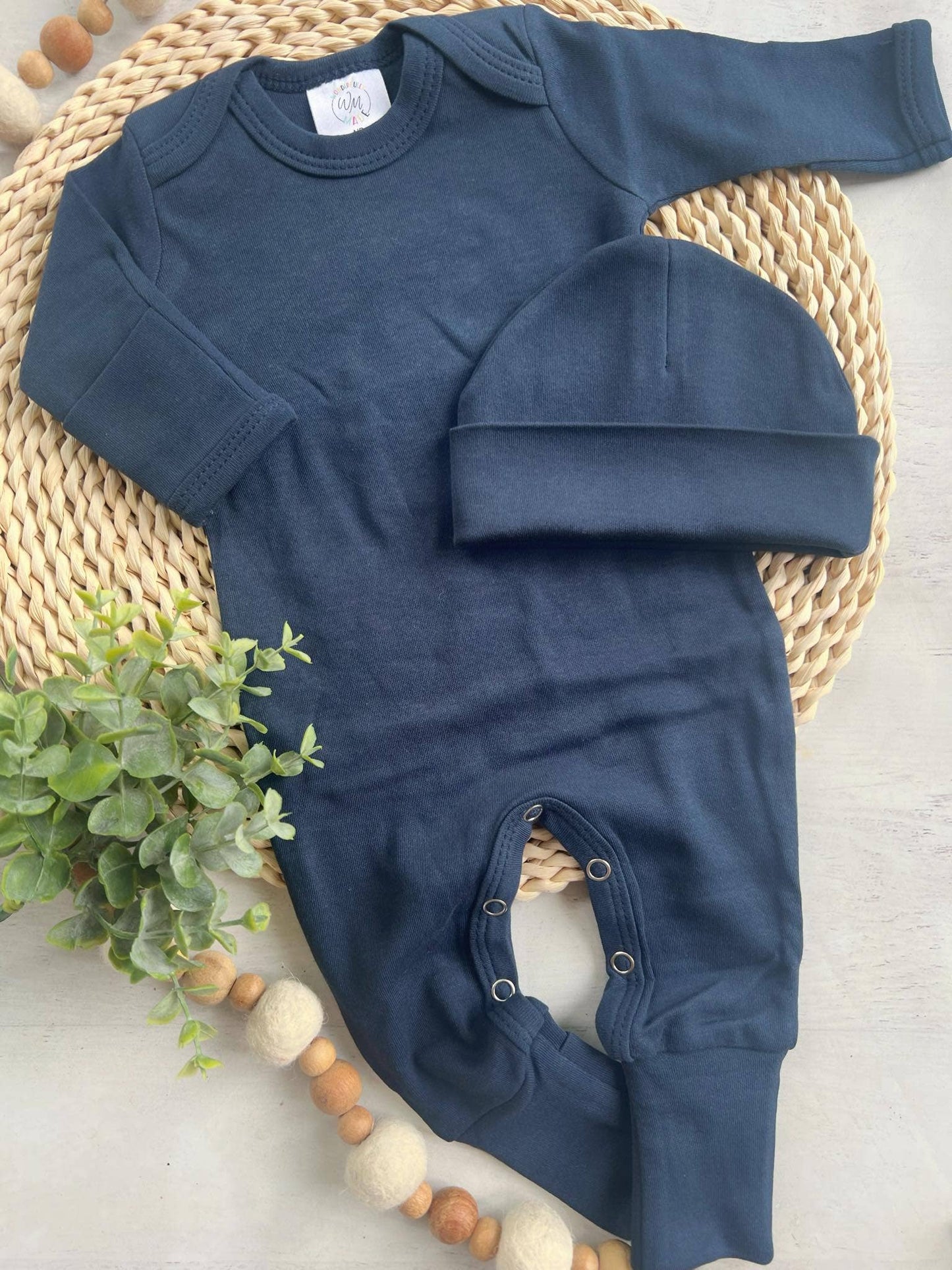 Baby Romper Blank - Solids Patterns: Navy