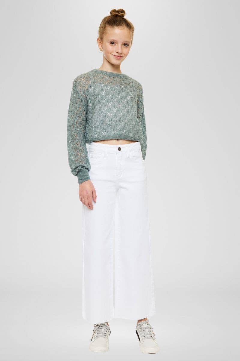 YOUTH OPEN PACK HIGH RISE CROP WIDE LEG JEANS