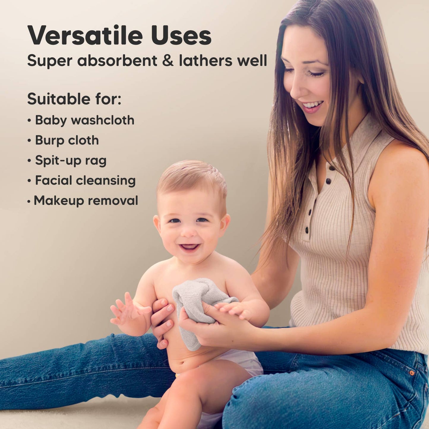 6-Pack Baby Wash Cloths: Heather