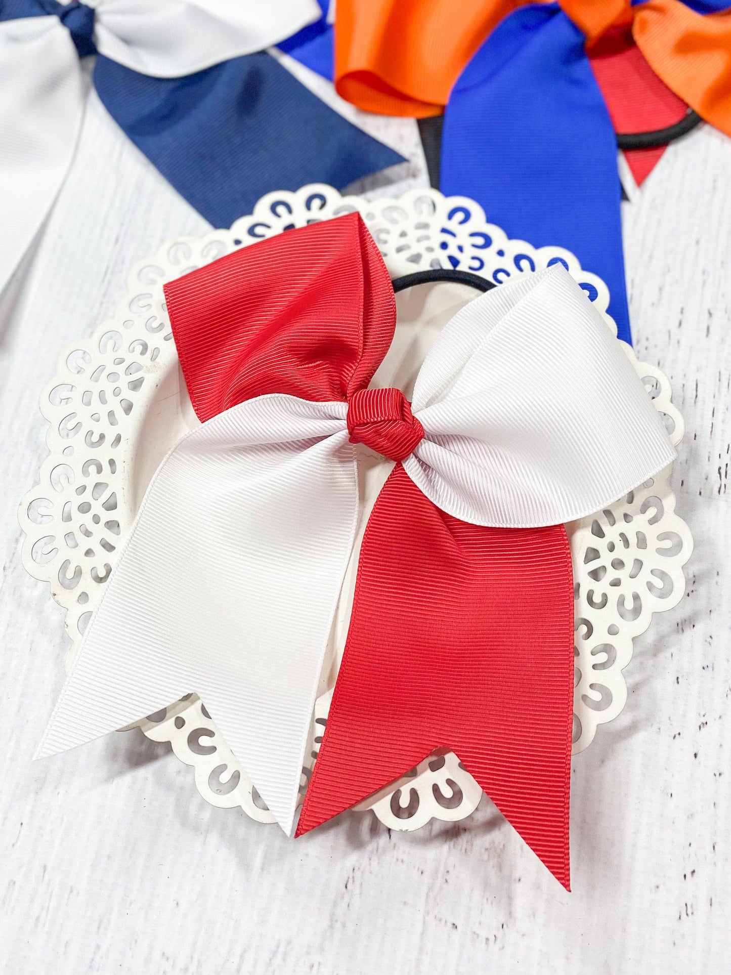 School Spirit Cheer Bows: Red/Black